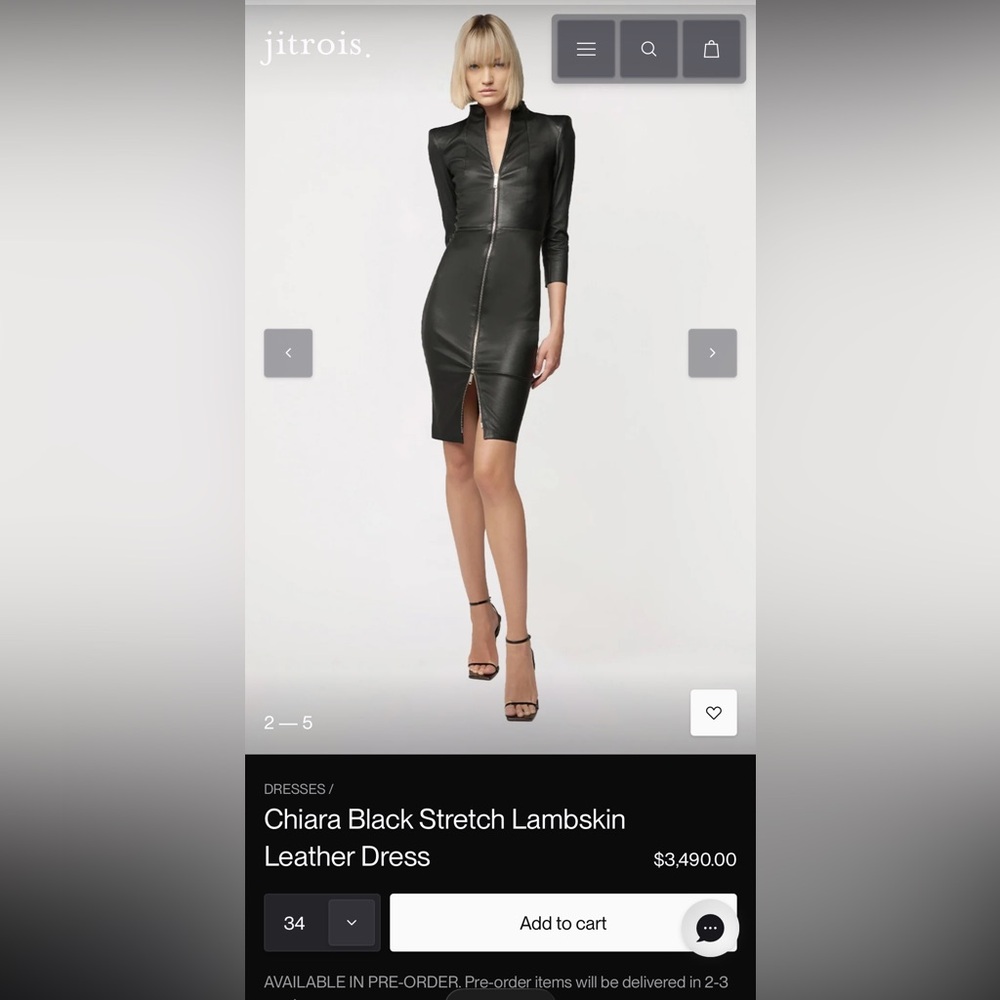 Jitrois Chiara Leather dress, size 34 - Picture 5 of 9
